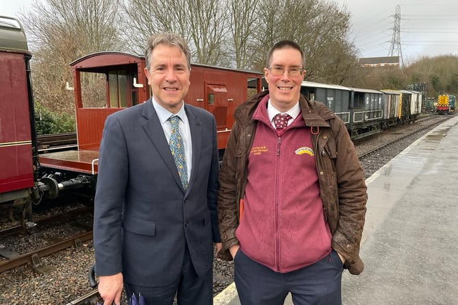 Mayor Dan Norris yesterday with Avon Valley Railway General Manager Mark Simmons