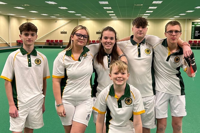 Somersets squad: L to R: Lucas Powell , Madison King, Lydia Sheldrake, Cameron Bowen and Jack Vine with Zach Broom in the front. 