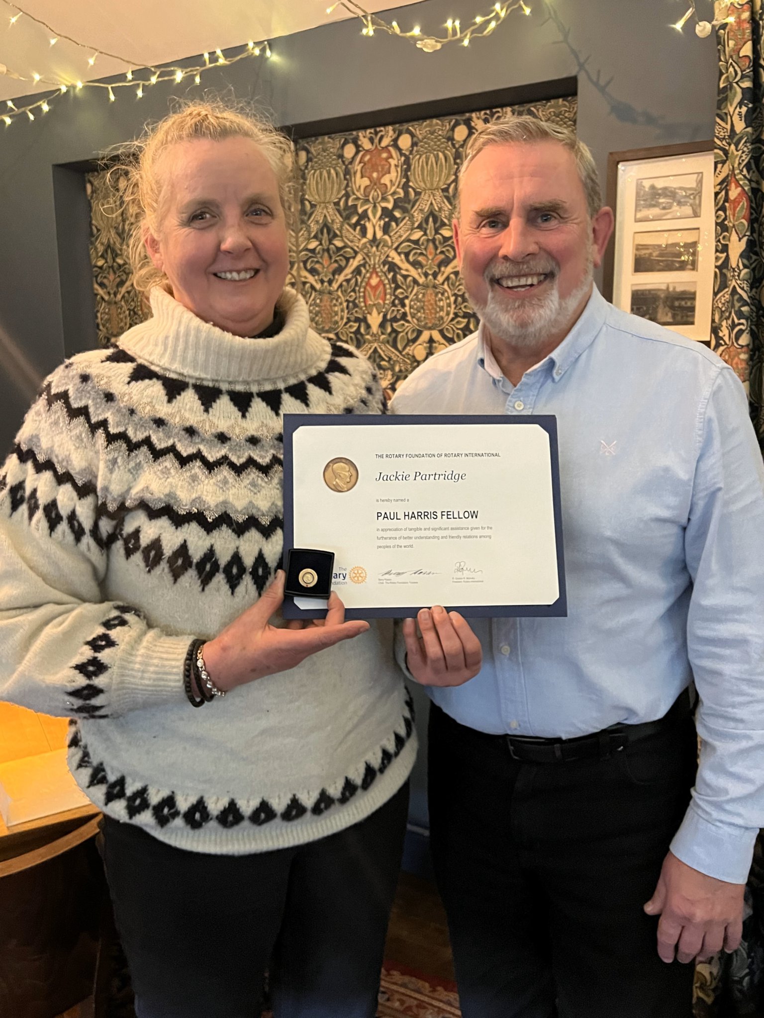 High praise comes with   Paul Harris Fellowship award for Jackie