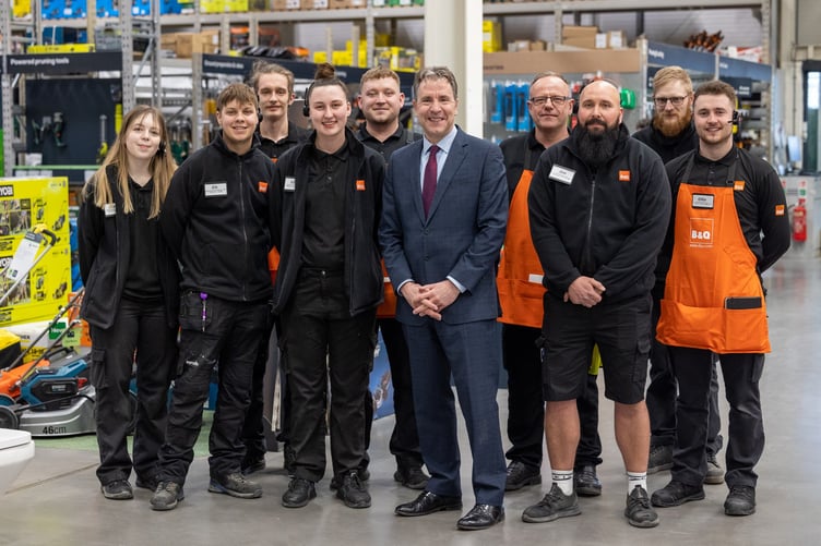 Dan Norris with B&Q staff for National Apprentice Week