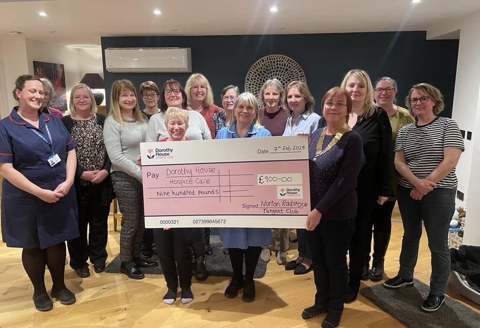 Norton Radstock Tangent handover  over cheque to Dorothy House Hospice Care