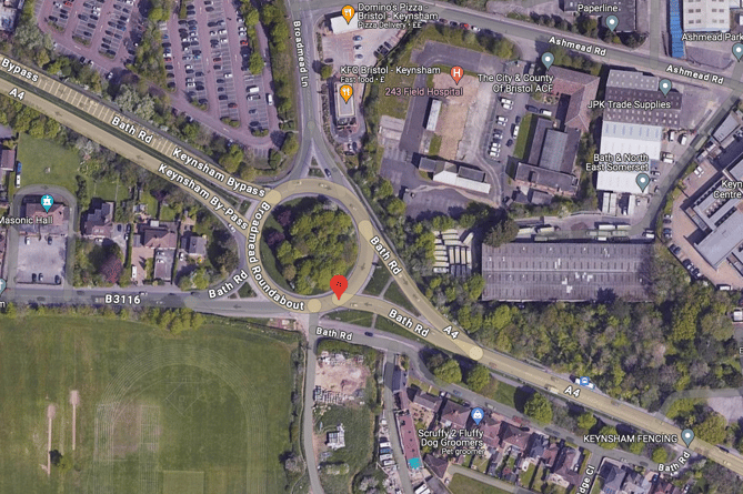 Police found motorist with a smashed windscreen at A4 & Broadmead Roundabout 