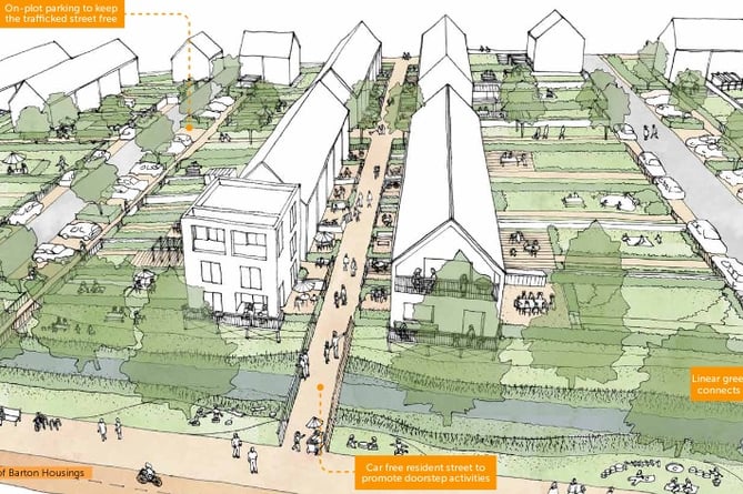 Artist's impression of housing within the Selwood Garden Community in Frome