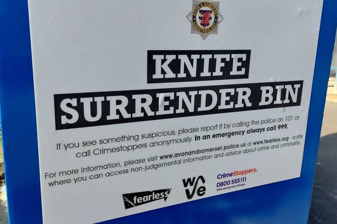 Police have a number of knife surrender bins in place at police stations across Somerset