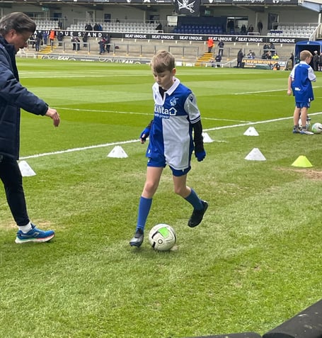 Pre-match coaching for mascot Marlee Harris