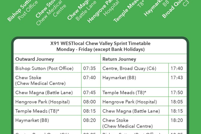 WESTlocal Chew Valley Sprint Timetable