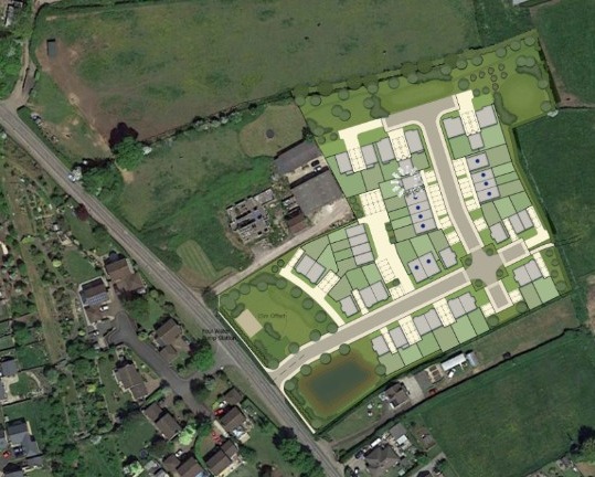 Plans for 40 homes on the B3081 Prestleigh Road in Evercreech - Rubix Strategic Ltd.