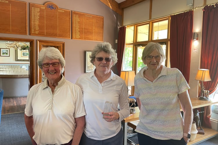 Pat Jones and Lorraine Collings of the winning USA team in the Solheim Cup with Lin Handley the Lady Captain.