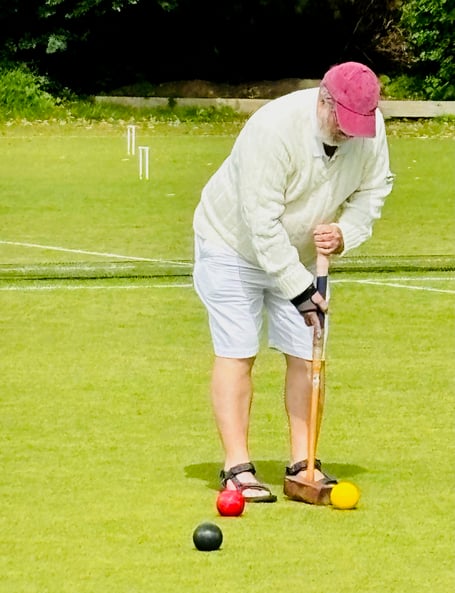 Intense concentration from Charles Fingleton as he strikes a yellow ball against Nailsea A