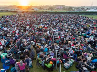 Pictures show scale of queues on opening day of Glastonbury Festival