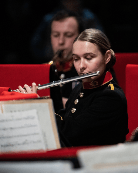 Royal Marines Band performing at the hospice for their fellow bandmate