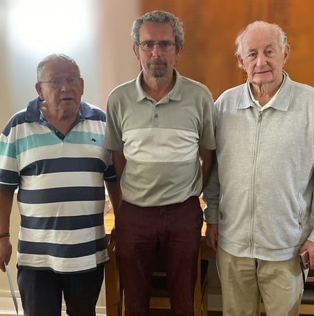 July medal winner Andy Flagg (centre) with Chris Appleton (left) who was second and third placed Gerry Rowell