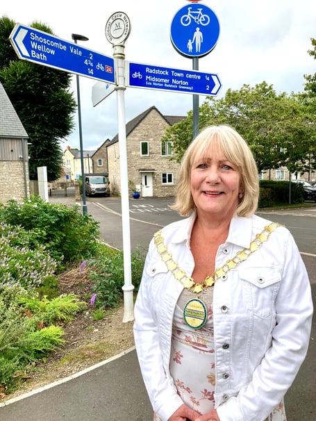 Cllr Karen Walker in Radstock checking out part of the National Cycle Network – one of the many ways residents can get active this summer.