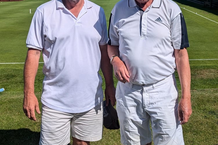 Colin Britt (left) and Andy Loakes earned joint 3rd place at the National Doubles Golf Croquet Championships at Budleigh Salterton.