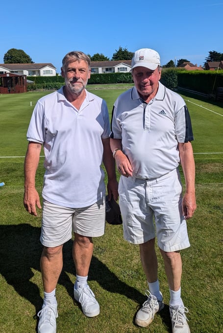 Colin Britt (left) and Andy Loakes earned joint 3rd place at the National Doubles Golf Croquet Championships at Budleigh Salterton.