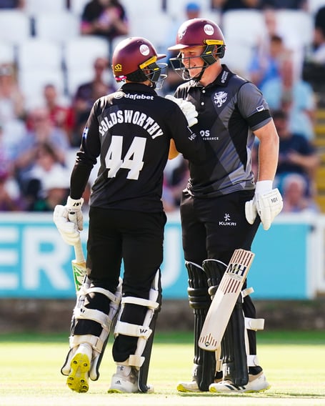 Lewis Goldsworthy (left) and James Rew who have both contributed valuable runs in the Metro Bank One Day Cup competition.
