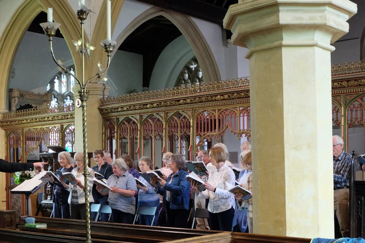 Chew Valley Choral Society rehearsing in St Andrews Church, Chew Magna