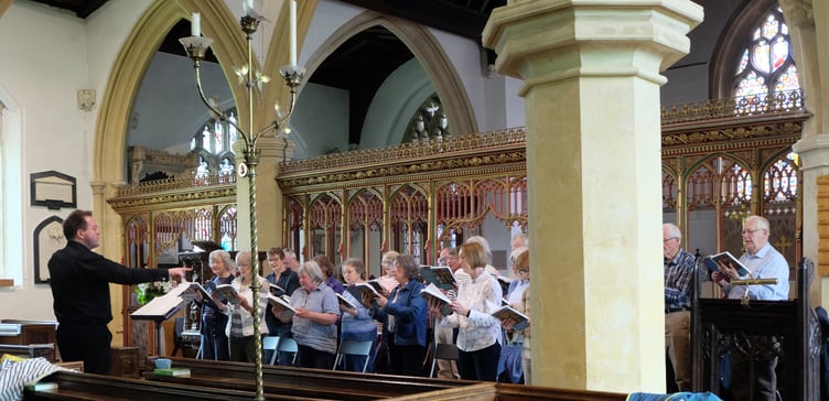 Chew Valley Choral Society rehearsing in St Andrews Church, Chew Magna