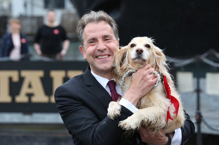 West of England metro mayor Dan Norris with his dog Angel after winning the election in May 2021 (Image: West of England Combined Authority)