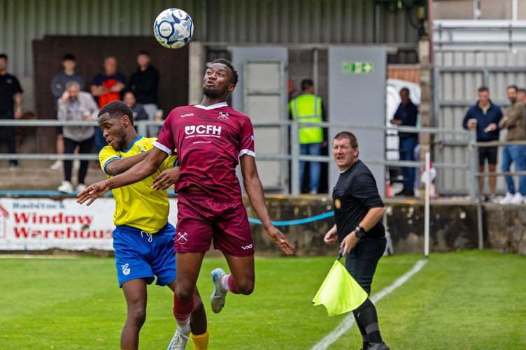 Action from Paulton Rovers' big win over Bridgwater United