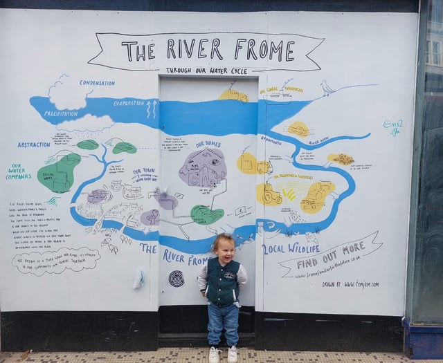 Mural showing water cycle and River Frome links brightens vacant shop