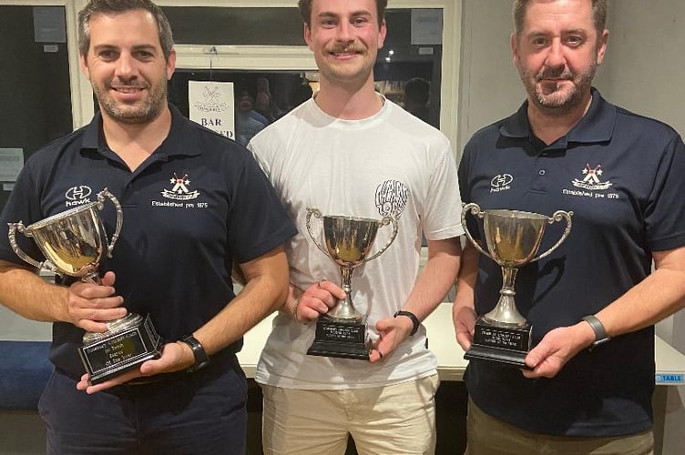 The three players of the year, left to right: Jon Strand, Zach Cox and Neil Watkins