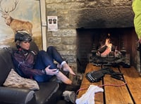 Amanda Holden 'soaked to skin' on cycle challenge through Somerset