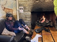 Amanda Holden 'soaked to skin' on cycle challenge through Somerset