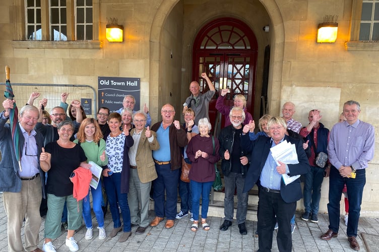Congresbury locals celebrate after the planning committee's decision to refuse the plans for 90 homes on October 11 (Image: John Wimperis) 
