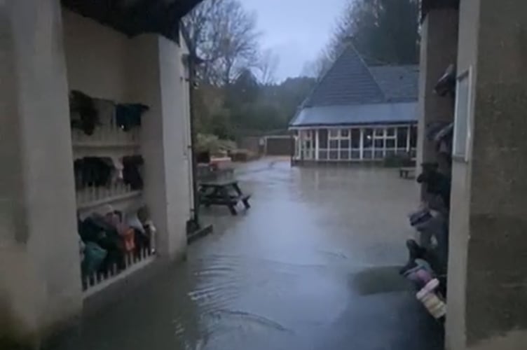 A primary school near Bath has been forced to close after children were left unable to reach it without walking through debris left by a flood of sewage