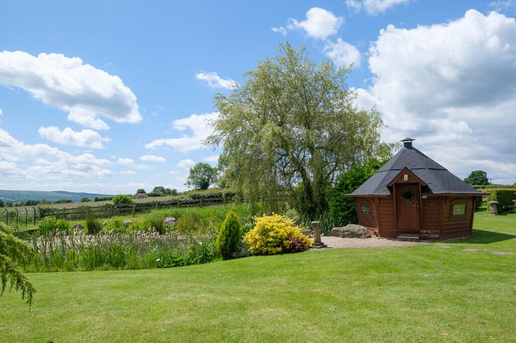 Garden view with BBQ cabin