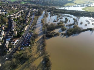 Drone images show village floods after 'extreme weather' event