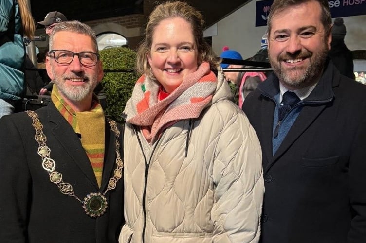 Mayor Martyn Plant, Anna Sabine MP, BANES Leader Kevin Guy