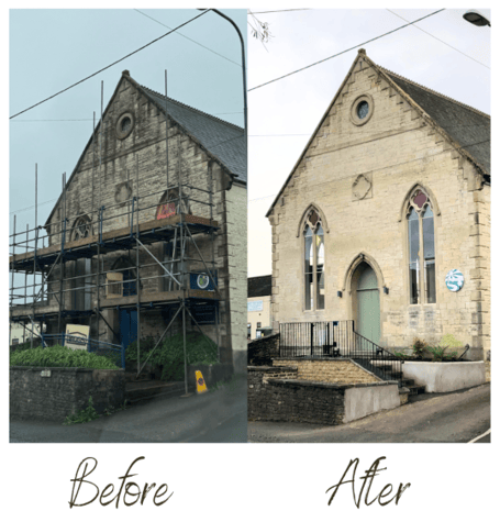 Welton Baptist Church before and after