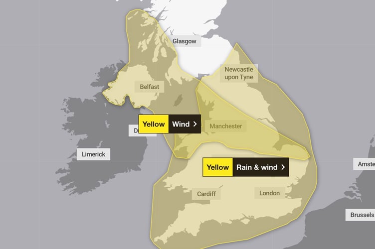 The Met Office has issued a series of weather warnings for rain and wind across the UK