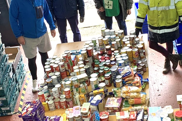 Volunteers at the Tesco collection, which gathered 2,000kg of food for Somer Valley Foodbank.