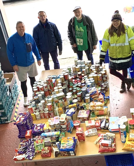 Volunteers at the Tesco collection, which gathered 2,000kg of food for Somer Valley Foodbank.