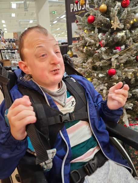 Ryan Probert who is 28 and has an unbalanced translocation of chromosomes which means he is small, is non-verbal, and needs medication and a very high level of care