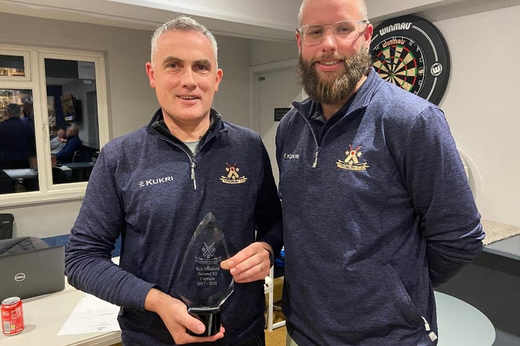 Retiring second XI captain Ben Hosford (left) with new captain Adam Workman