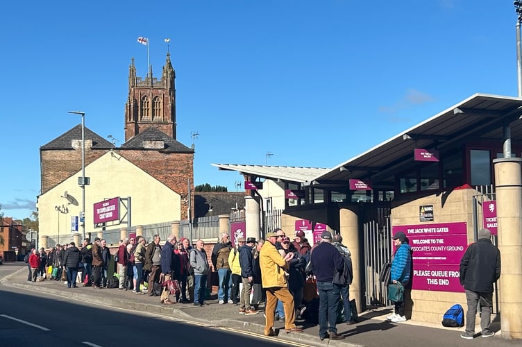 Somerset fans queue for a home game this summer