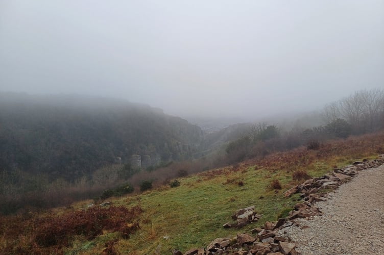 Path on the northern side of Cheddar Gorge in the Mendip Hills.
