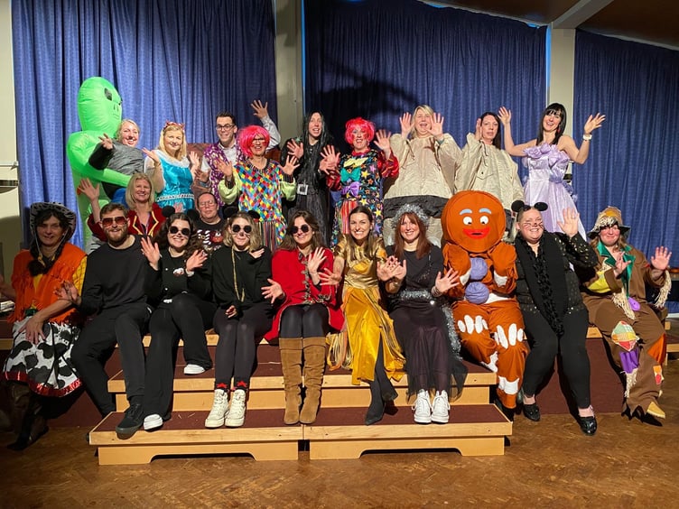 St John's Primary School staff in costume, bringing the magic of Cinderella to life for the children.