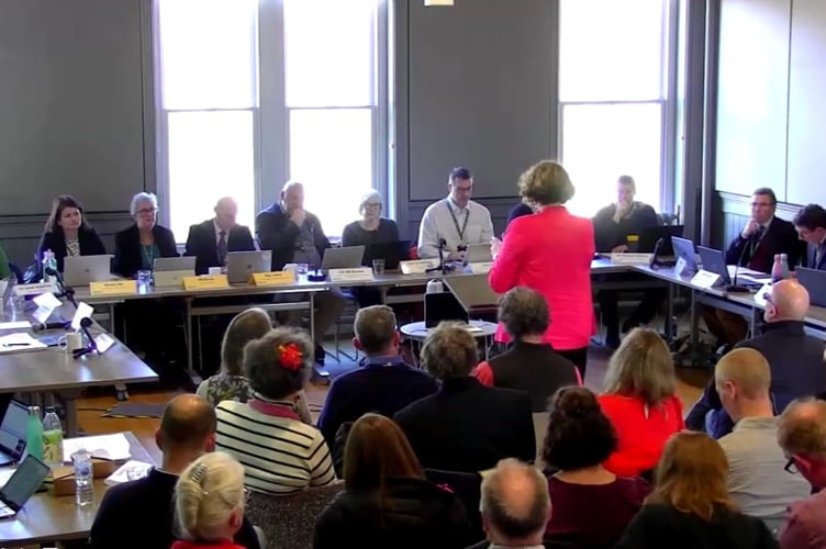 Frome and East Somerset MP Anna Sabine addressed Somerset Council's executive committee at Frome Town Hall 