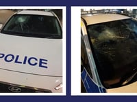 Man arrested after police cars damaged in Bath