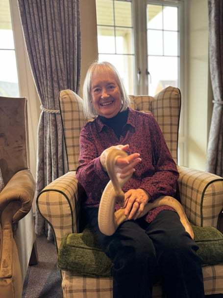 Residents at Crandon Springs enjoy time to see and handle a selection of snakes, spiders, reptiles, bugs and invertebrates