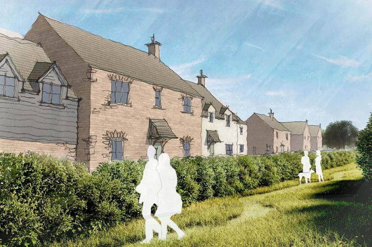 Artist's impression of new homes on Roughmoor Lane in Westbury-sub-Mendip (Graphic: Thrive Architects)