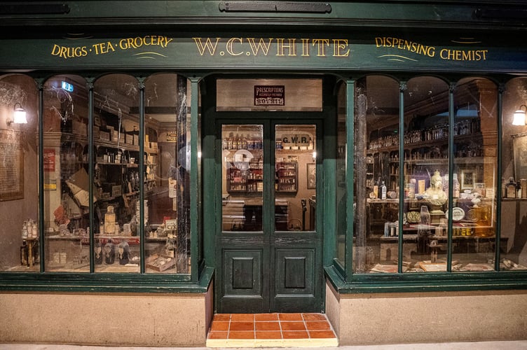 Inside the W.C.White Victorian Chemist time capsule display at Flambards, Cornwall. See SWNS story SWLNpharmacy. A Somerset pharmacy which was boarded up in the early 1900s remains almost exactly the same more than 100 years later - only now, it's in Cornwall.  The Victorian time capsule in South Petherton was discovered in the 1980s when the shop's then-owner Margaret White died. The shop had been shut since 1971, when Margaret had decided to close it rather than convert to using decimal coins. When the auctioneer went to have a look around in 1987, they discovered the back half of the shop was entirely sealed off.  