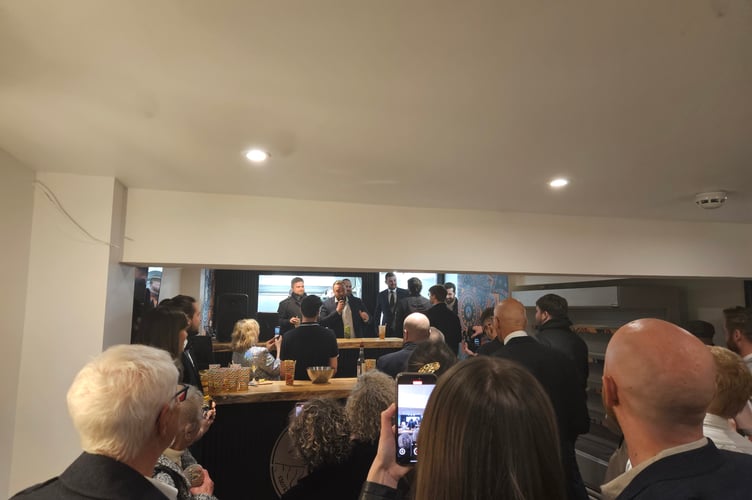 Owner Jake Hillier giving a thank you speech during the event.