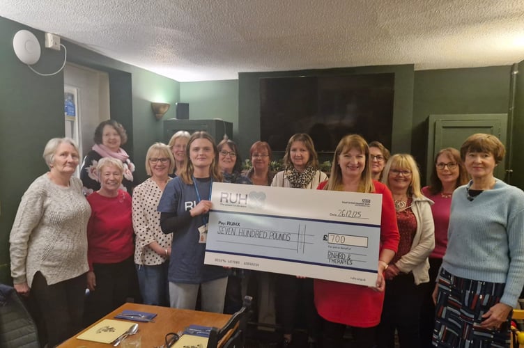 £700 was donated to RUHX to go towards the hospital's royal national hospital rheumatic disease department.