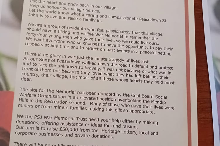 Mission statement for the Peasedown St John War Memorial Trust.